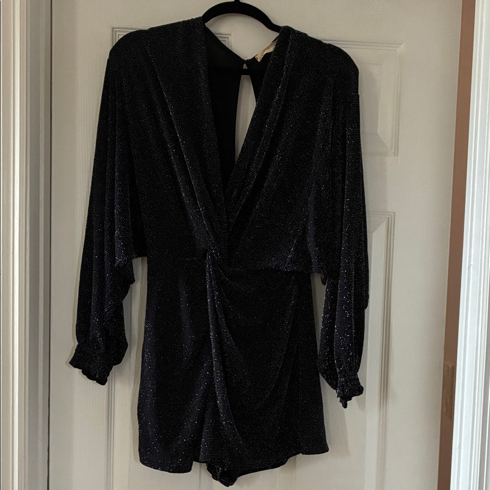 NWOT Black Sparkly Long Sleeve Romper